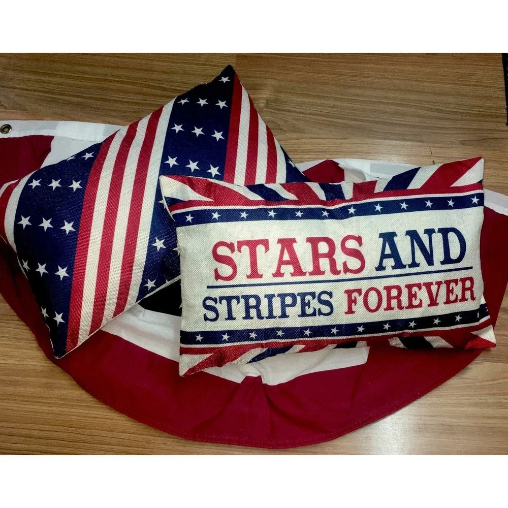 4th of July Patriotic Stars & Stripes America Throw Pillow Covers Only 12